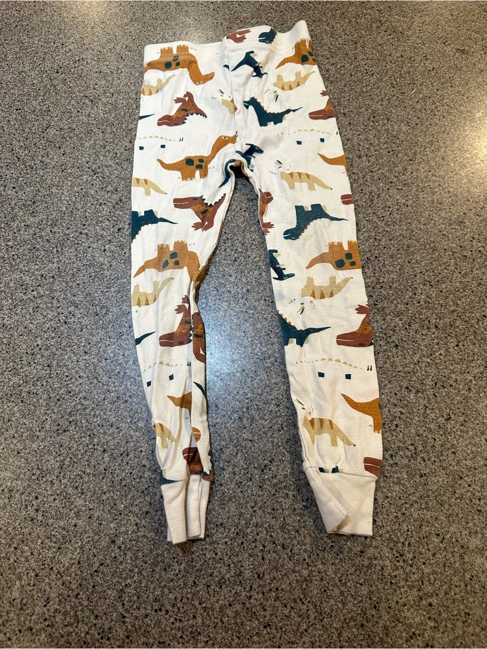 Old Navy Cream Thermal Leggings with Multicolor Dino Print